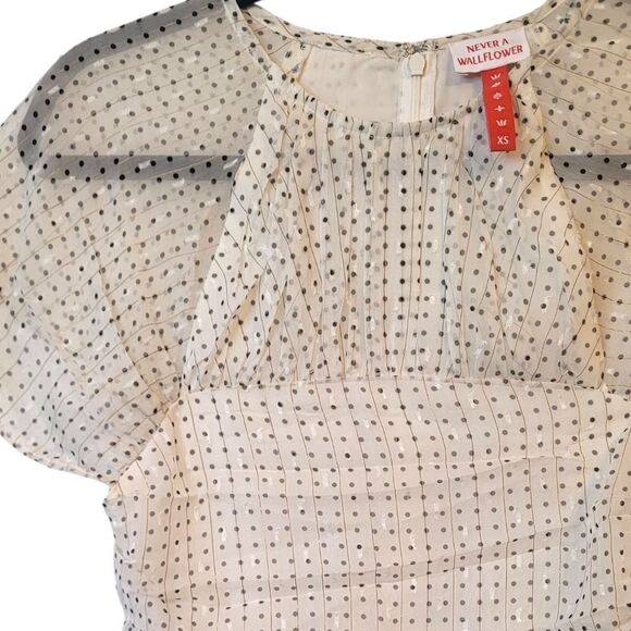 Never A Wallflower Women's Black/White Polka Dot Drop Waist Maxi Dress SZ XS NWT - Picture 4 of 7